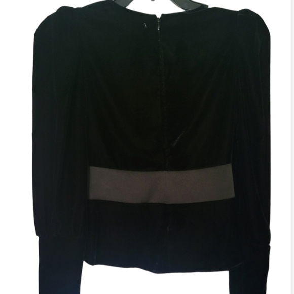 NEW! EXPRESS Velvet V-neck Crossover Long Sleeve Bow Accent Blouse Top XS. - Picture 5 of 6